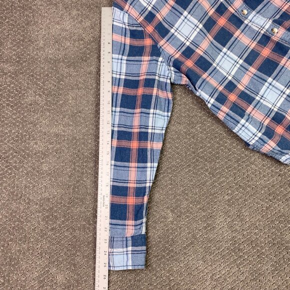 Fat Face Flannel Shirt Men's Large Plaid Check Cotton Iced Blue Pink Button Up - Picture 15 of 16